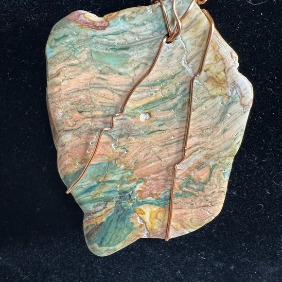 Large Jasper Pendant Copper Necklace - Picture 2 of 10